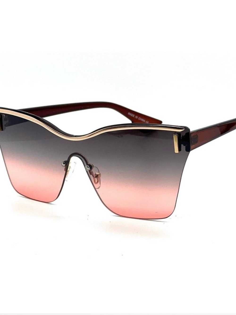 Women's Oversized Gradient Pink Shield Cat Eye Sunglasses